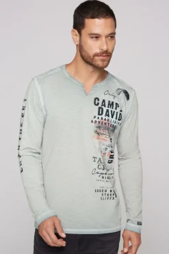 Herren CAMP DAVID & SOCCX Langarmshirt mit Twill-Patches und Artworks