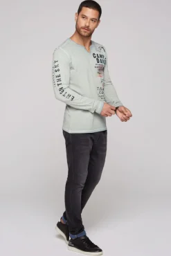 Herren CAMP DAVID & SOCCX Langarmshirt mit Twill-Patches und Artworks