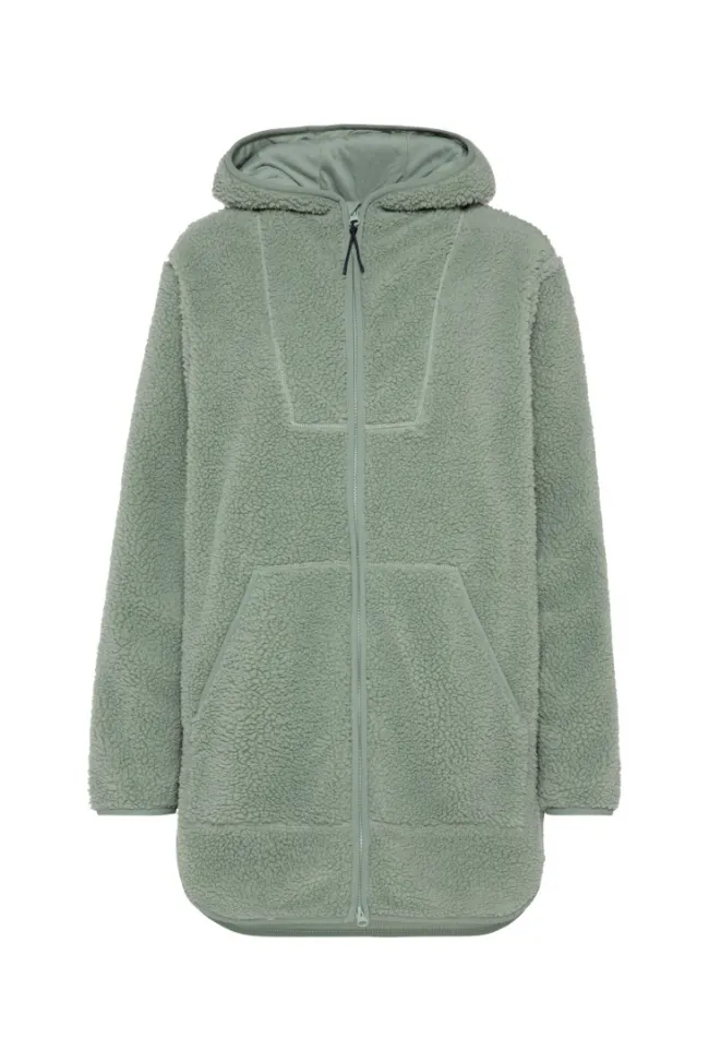 Damen CAMP DAVID & SOCCX Lange Kapuzenjacke aus Teddyplüsch muted aqua