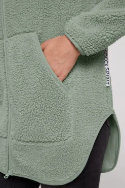 Damen CAMP DAVID & SOCCX Lange Kapuzenjacke aus Teddyplüsch muted aqua