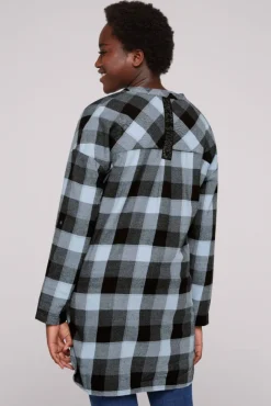 Damen CAMP DAVID & SOCCX Lange Karobluse aus Flanell cozy blue