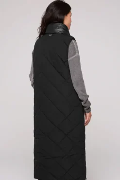 Damen CAMP DAVID & SOCCX Lange Steppweste mit Shiny-Details