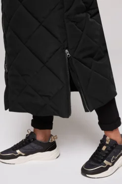 Damen CAMP DAVID & SOCCX Lange Steppweste mit Shiny-Details