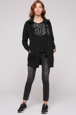 Damen CAMP DAVID & SOCCX Lange Sweatjacke mit hohem Kragen