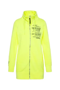 Damen CAMP DAVID & SOCCX Lange Sweatjacke mit hohem Kragen yellow lime