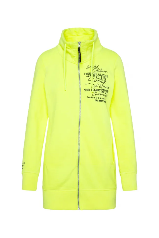 Damen CAMP DAVID & SOCCX Lange Sweatjacke mit hohem Kragen yellow lime