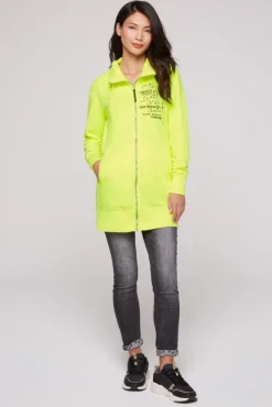 Damen CAMP DAVID & SOCCX Lange Sweatjacke mit hohem Kragen yellow lime