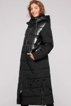 Damen CAMP DAVID & SOCCX Langer Steppmantel im Materialmix