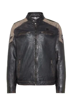 Herren CAMP DAVID & SOCCX Lederjacke im Racing-Stil mit Patches