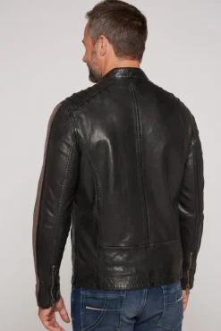 Herren CAMP DAVID & SOCCX Lederjacke mit Racing-Streifen am Ärmel