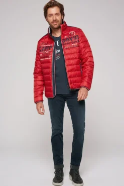 Herren CAMP DAVID & SOCCX Leichte Steppjacke mit Logo Prints und Tapes royal red