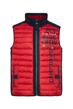 Herren CAMP DAVID & SOCCX Leichte Steppweste mit Softshell-Details royal red | 4XL