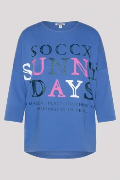 Damen CAMP DAVID & SOCCX Leichtes Sweatshirt mit Logo Print pool blue