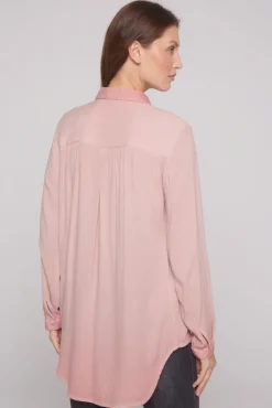 Damen CAMP DAVID & SOCCX Longbluse Oil Dyed mit Logo aus Schmucksteinen rose blush