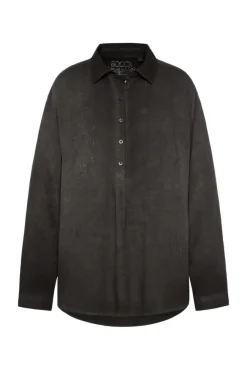 Damen CAMP DAVID & SOCCX Longbluse Oil Dyed mit Logo aus Schmucksteinen