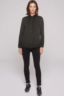 Damen CAMP DAVID & SOCCX Longbluse Oil Dyed mit Logo aus Schmucksteinen
