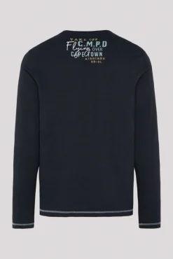 Herren CAMP DAVID & SOCCX Longsleeve mit Flockprint blue navy