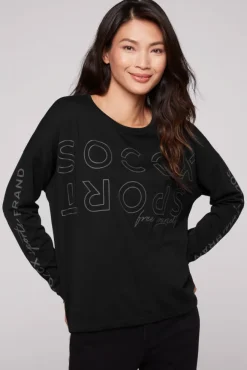 Damen CAMP DAVID & SOCCX Longsleeve mit Logo Prints und verstellbaren Elastiksaum