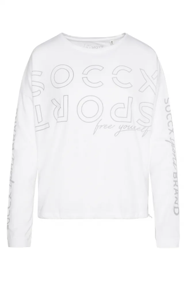 Damen CAMP DAVID & SOCCX Longsleeve mit Logo Prints und verstellbaren Elastiksaum
