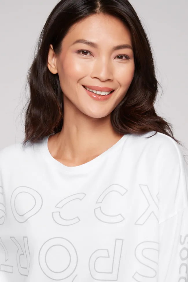 Damen CAMP DAVID & SOCCX Longsleeve mit Logo Prints und verstellbaren Elastiksaum