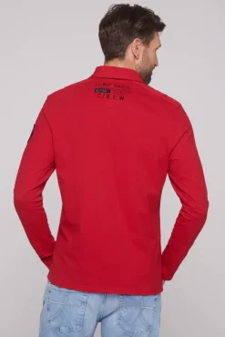 Herren CAMP DAVID & SOCCX Longsleeve mit Polokragen und Artworks flight red