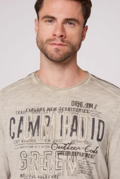 Herren CAMP DAVID & SOCCX Longsleeve mit Tapes und Logo-Applikationen fossil brown
