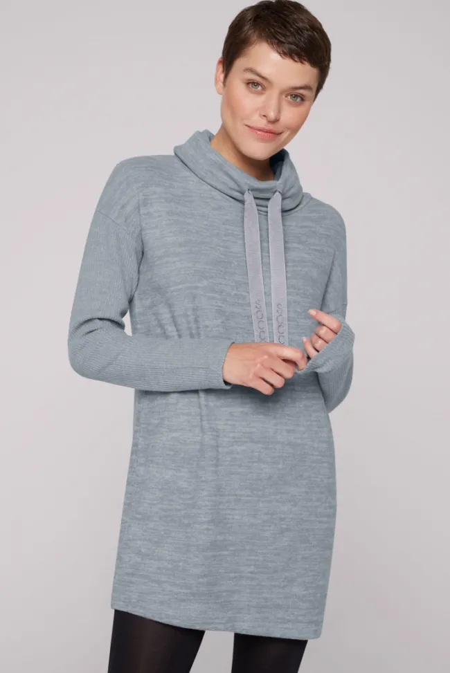 Damen CAMP DAVID & SOCCX Meliertes Strickkleid mit Rollkragen cold grey melange