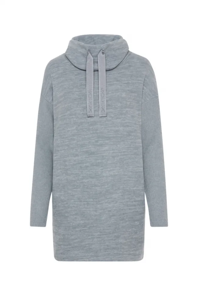 Damen CAMP DAVID & SOCCX Meliertes Strickkleid mit Rollkragen cold grey melange