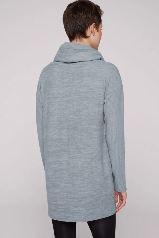 Damen CAMP DAVID & SOCCX Meliertes Strickkleid mit Rollkragen cold grey melange