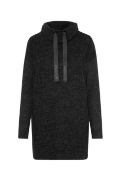 Damen CAMP DAVID & SOCCX Meliertes Strickkleid mit Rollkragen black melange