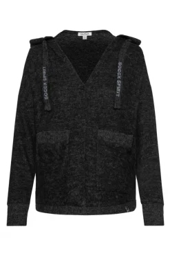Damen CAMP DAVID & SOCCX Offener Kurz-Cardigan mit Kapuze black melange
