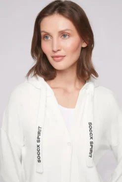 Damen CAMP DAVID & SOCCX Offener Kurz-Cardigan mit Kapuze