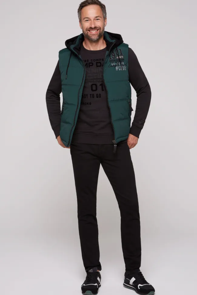 Herren CAMP DAVID & SOCCX Outdoorweste mit abtrennbarer Sweatkapuze deep green
