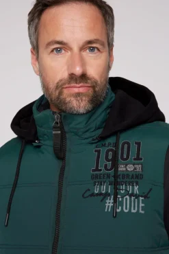 Herren CAMP DAVID & SOCCX Outdoorweste mit abtrennbarer Sweatkapuze deep green