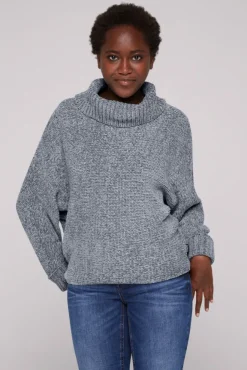 Damen CAMP DAVID & SOCCX Oversized Rollkragenpullover aus Chenille cold grey