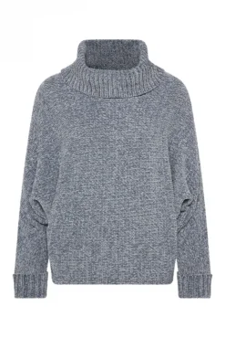 Damen CAMP DAVID & SOCCX Oversized Rollkragenpullover aus Chenille cold grey