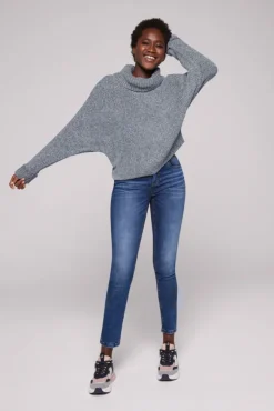 Damen CAMP DAVID & SOCCX Oversized Rollkragenpullover aus Chenille cold grey