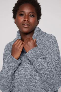 Damen CAMP DAVID & SOCCX Oversized Rollkragenpullover aus Chenille cold grey