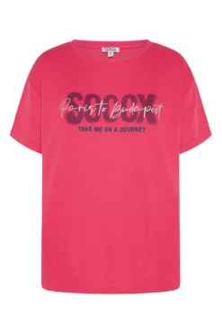 Damen CAMP DAVID & SOCCX Oversized T-Shirt mit Logo Artwork pinky red