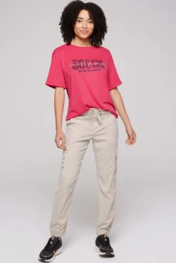 Damen CAMP DAVID & SOCCX Oversized T-Shirt mit Logo Artwork pinky red