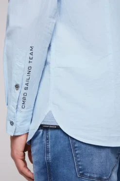 Herren CAMP DAVID & SOCCX Oxford-Langarmhemd mit Logo-Stickereien summer blue