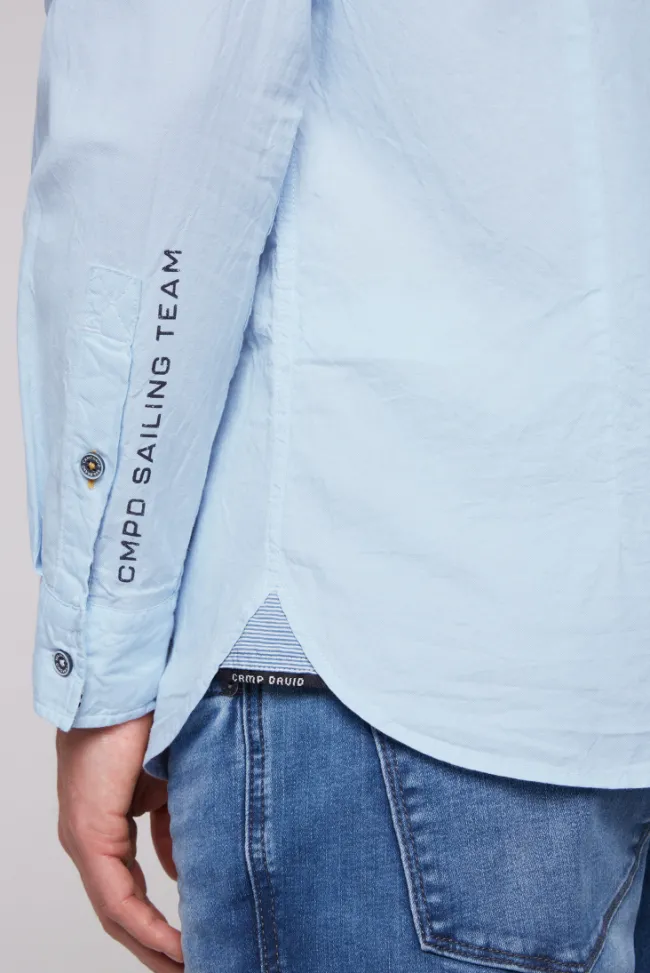 Herren CAMP DAVID & SOCCX Oxford-Langarmhemd mit Logo-Stickereien summer blue