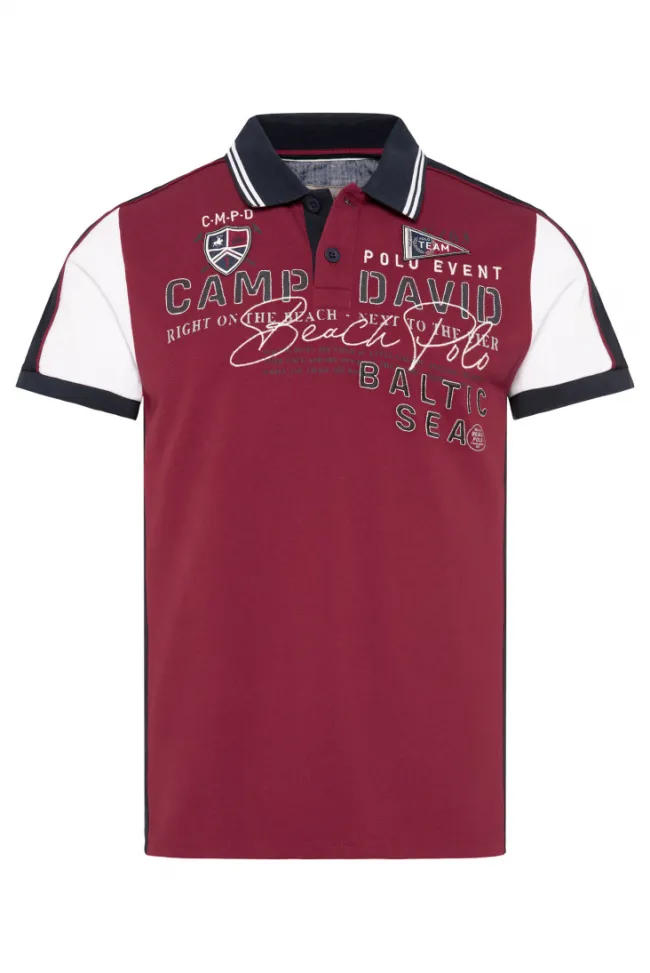 Herren CAMP DAVID & SOCCX Pikee-Polo mit Color-Blocking und Artwork