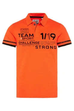 Herren CAMP DAVID & SOCCX Pikee-Polo mit Flockprint signal orange