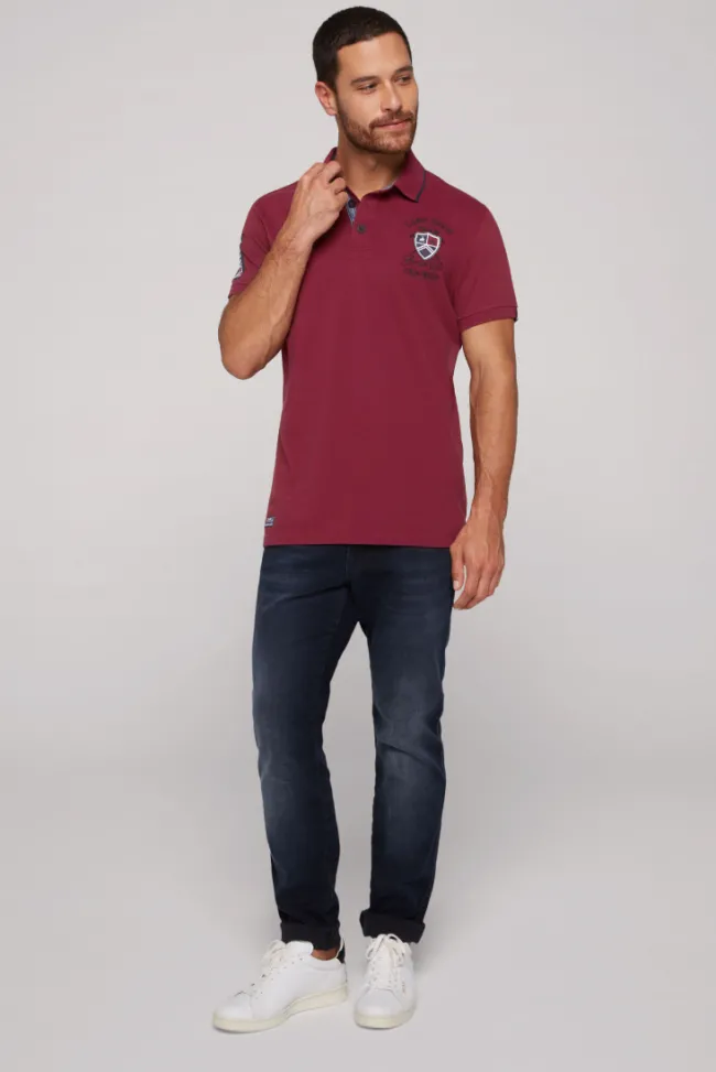 Herren CAMP DAVID & SOCCX Pikee-Polo mit Label Patches und Stickereien