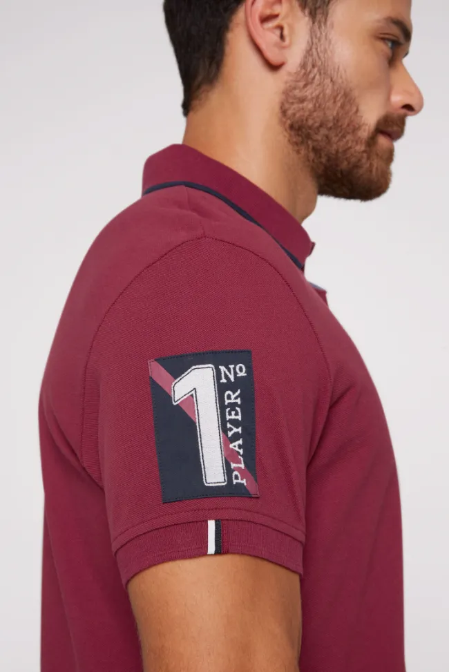 Herren CAMP DAVID & SOCCX Pikee-Polo mit Label Patches und Stickereien