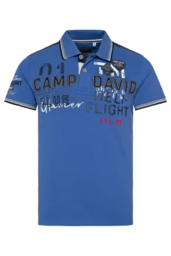 Herren CAMP DAVID & SOCCX Pikee-Polo mit Label-Applikationen strong blue