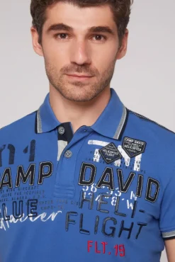 Herren CAMP DAVID & SOCCX Pikee-Polo mit Label-Applikationen strong blue