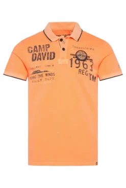 Herren CAMP DAVID & SOCCX Pikee-Polo mit Logo-Applikationen sunrise orange