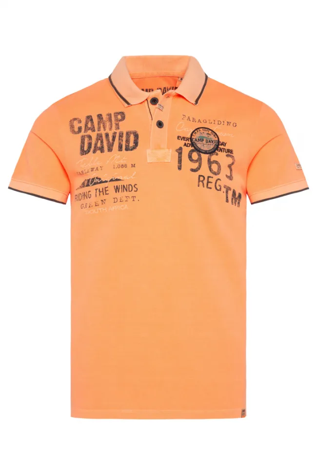 Herren CAMP DAVID & SOCCX Pikee-Polo mit Logo-Applikationen sunrise orange